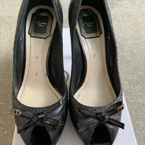 Dior Padlock Peep Toe black 37.5 EUC - Picture 4 of 6